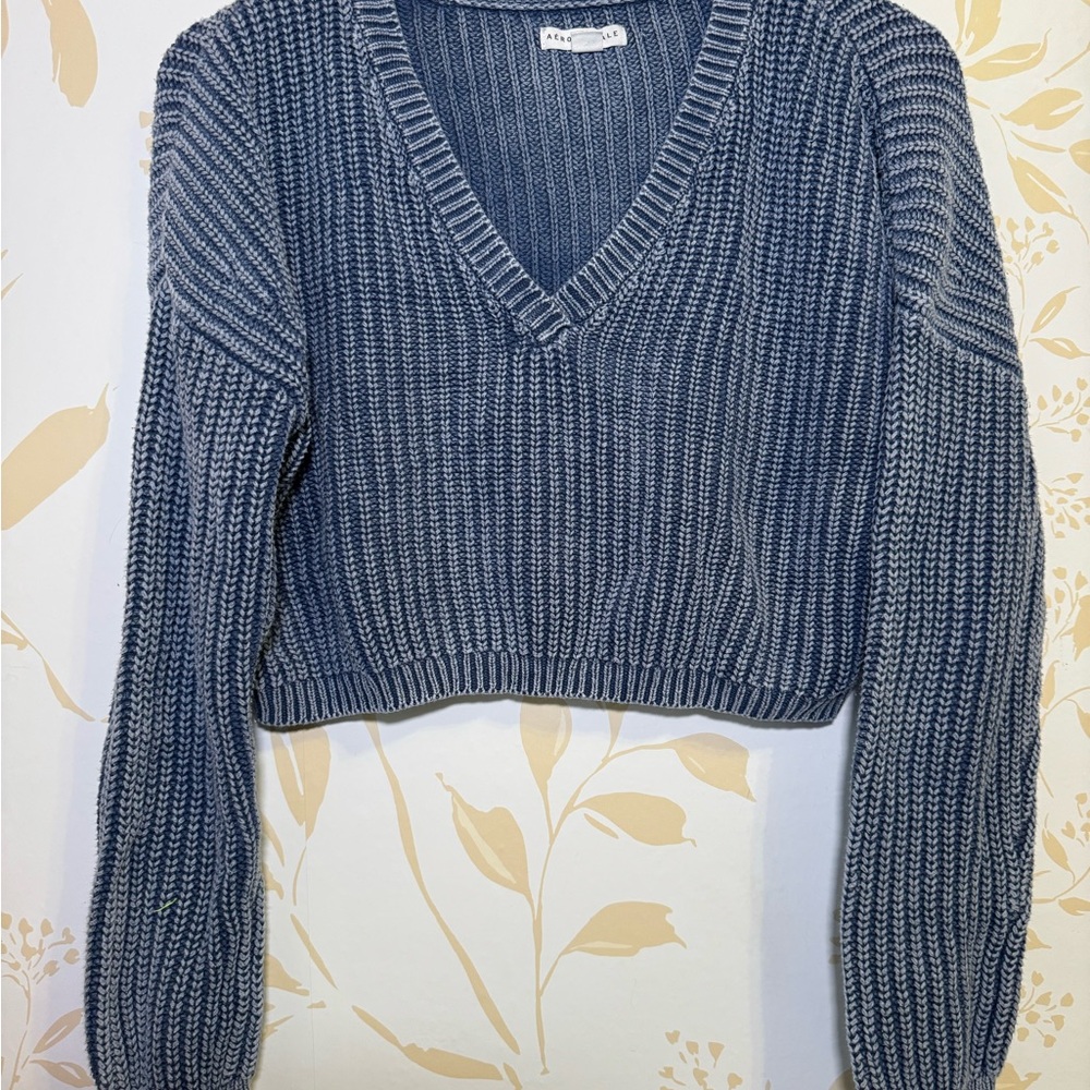 Blue V-Neck Women's Sweater